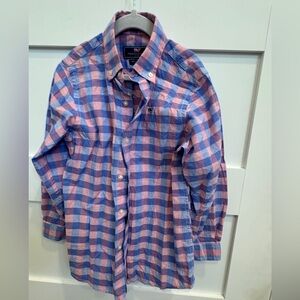 Vineyard Vines Men's Casual Blue and Pink Plaid Shirt size 6